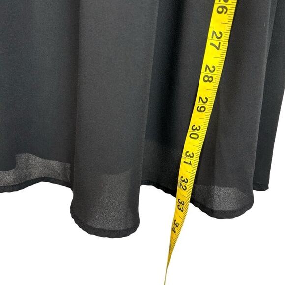 Lush Emma Surplice Skater Dress Womens Size M Black Chiffon Lined Skirt Chic - Picture 8 of 11